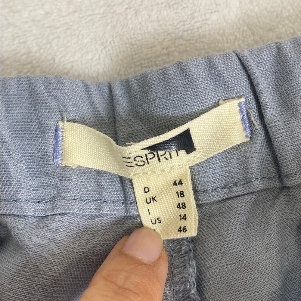 Esprit Casual Linen and Cotton Blend Chino Pants - Slate Blue Size 14 - Picture 3 of 14